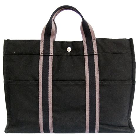 hermes black canvas bag